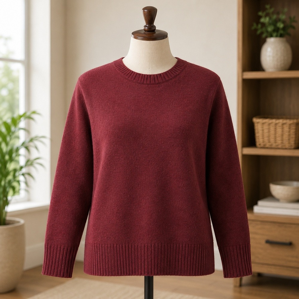NWT‎ Melrose and Market Sweater Womens XS Burgundy Crewneck Oversized MM461060MI